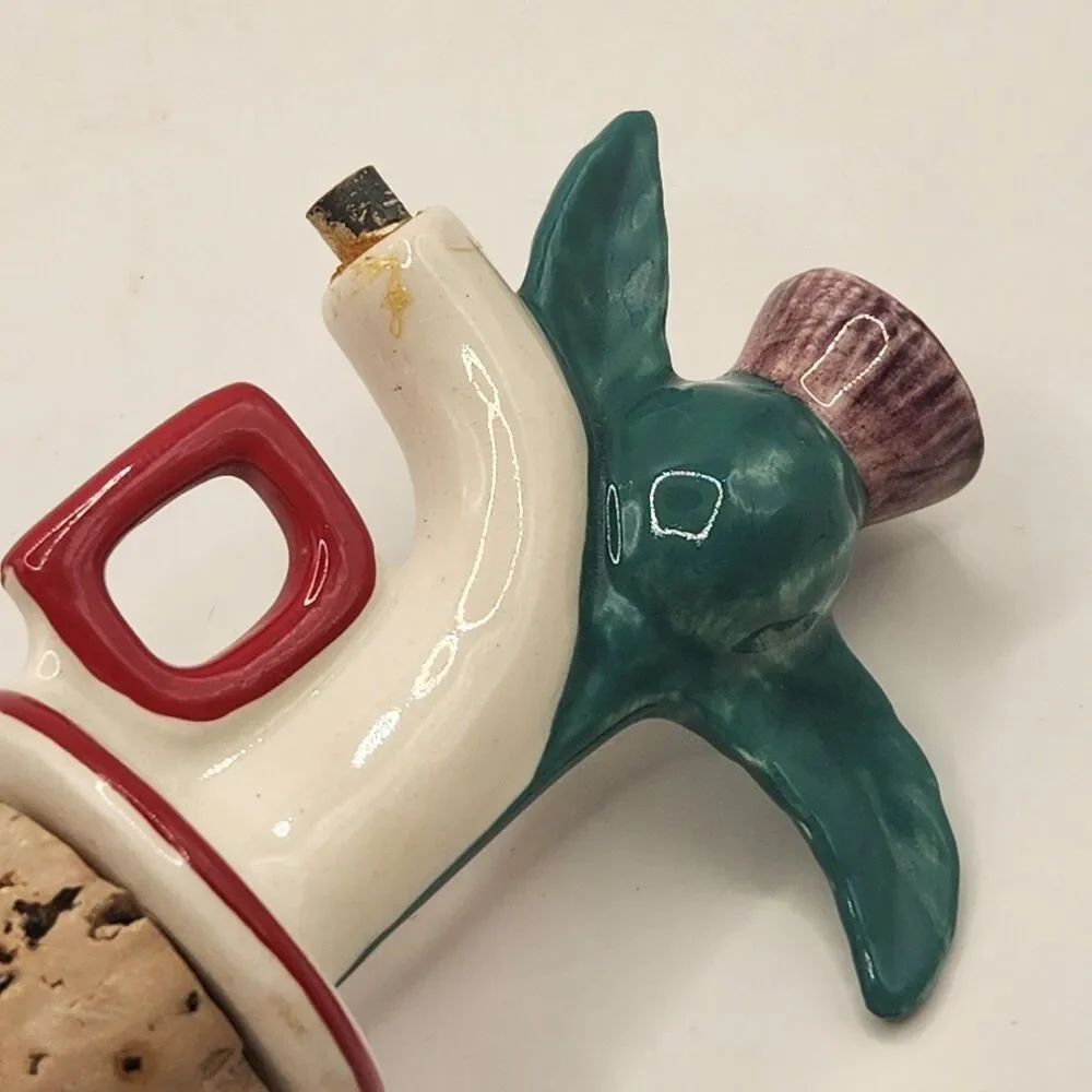 Vintage Ceramic Olive Oil or Wine Bottle Stopper Cork with Pourer
